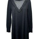 Ann Taylor LOFT Black Polka Dot Mesh Ruffles Long Sleeve Midi Sweater Dress Sz M Size M Photo 0