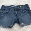 Roxy  Skinny Fit Cutoff Raw Hem Fringe Shorts Light Wash 1 Photo 0