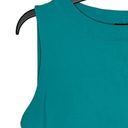 Talbots  Rib Round Neck Shift Midi Dress Women 10 Sleeveless Stretch Teal Green Photo 2