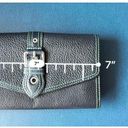 wilson's leather  Womens Wallet Black Contrast Stitch Turquoise CC Slots Checkbook Photo 4