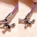 Bottega Veneta Authentic  Purple Leather Intrecciato White AG / 925 Bracelet Photo 9