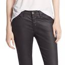 3x1 new  NYC ☏ Retro Track Pant Cropped Jeans ☏ Shiny Black Coated ☏ Elastic Hems Photo 3