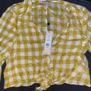 BCBGMAXAZRIA BCBGeneration Marigold Yellow Gingham Plaid Crop Top Photo 0