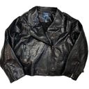 Modcloth * Vegan Croc Embossed Black Leather Moto Rock Jacket Womens Plus Size 1X Photo 1