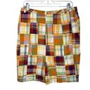 Pendleton  Skirt Womens 12 Orange Yellow Madras Plaid Patchwork Pencil Straight Photo 1