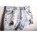 American Eagle  12 Distressed Light Wash Tomgirl Shortie Denim Fringe Hem Shorts Photo 1