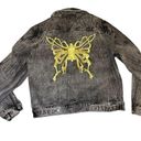 Beautiful boho Denim Jacket With gold embroidered Butterfly size 8 Photo 0