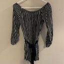 Forever 21 Black and White Striped off the Shoulder Romper Photo 0