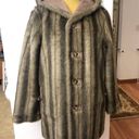 Dennis Basso Coat Reversible Faux Suede Fur Mink Brown Hooded Photo 5