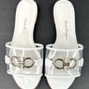 Salvatore Ferragamo  Rhodes Pvc Gancini Logo White Leather Flat Sandals Size US 5 Photo 8