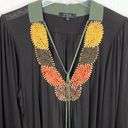 Tbags Los Angeles T-Bags Los Angeles Beaded V-Neck Tunic Top Black Green Rope Tassels Size Large Photo 3