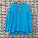 Quacker Factory  blue cardigan spring flowers embroidered embellished MEDIUM Photo 1