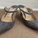 Jimmy Choo  Grey Suede Bing Crystal Embellished Mules Size 37 Photo 9