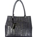 Brahmin  Anytime Leather Tote Patina La Scala Croc Embossed Gray Gold 2 Strap NWT Photo 1