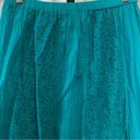 Susan Graver  boho teal blue cotton elastic waist full midi skirt sz M Photo 4