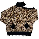 Lovers + Friends  Distressed Arlington Leopard Print Turtleneck Sweater Top Photo 7