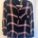 BeachLunchLounge black, white, and red plaid flannel shirt, size L Photo 0