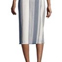 Lafayette 148  Adelina Striped Pencil Skirt Fringe Hem Midi Cotton Blend Size 4 Photo 1