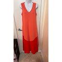 Natori  Women's V Neck Sleeveless Colorblock Maxi Dress Peach Orange Size Small Photo 1