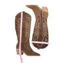 OASIS SOCIETY Western Stitching Suede Heel Boot Brown Cowgirl Cottage Y2K Boho 9 Photo 5