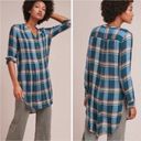 Akemi + Kin Anthropologie  Lucie Blue Green Flannel Plaid Tunic Shirt, EUC, Small Photo 1