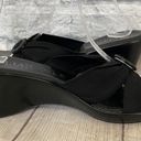 Italian Shoemakers women 9 open toe slip on wedge heel black Photo 2