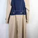 Burberry  Beige Paneled Cotton-Gabardine & Blue Denim Double-Breasted Trench Coat Photo 9