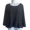 Ann Taylor  Women Top S Black Dash Stripes Peplum 3/4 Sleeve Effortless Office Photo 0