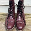 Justin Boots Vintage 80s  Dark Cherry Lace Up Roper Kilte Fringe Cowgirl 5.5B Photo 1