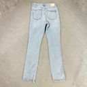 ZARA  Distressed Split Leg High Rise Straight Leg Jeans Light Blue Size 6 Raw Hem Photo 3