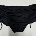 Victoria's Secret  Solid Black Ruched Skirted Tie Side Bikini Bottom Size Large Photo 0