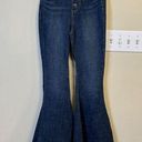 We The Free  FP Dark Wash High Rise 5 Button Fly Frayed Hem Flare Jeans Size 26 Photo 0