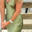 Hello Molly Green Satin Dress Photo 1