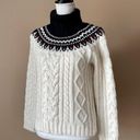 st. john's bay  | Cream Faire Isle Turtleneck Cable Knit Sweater Sz SP Photo 2