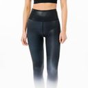 Zyia  Black Metallic Ombré Light Tight High Rise Crop Legging White Liquid 14/16 Photo 5