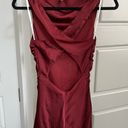 Lulus Lulu’s Effortlessly Sensational Wine Red Satin Black Tie Maxi Dress Photo 3