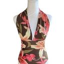 Tommy Bahama  Women’s Brown Pink Tropical Floral Halter One Piece Swimsuit Photo 0