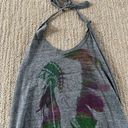 Vintage Havana  Grey Boho Open back Halter Tank Top with Fringe Photo 3