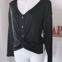 June and Hudson  Knot Front Cropped Sweater Black Knit Long Sleeve Size XL NWT Photo 0