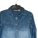 st. john's bay  Women's Shirt Denim Button Up Long Sleeve Cotton Blue Sz. Small Photo 3