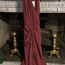 EXPRESS NWT  jumpsuit maroon semi-formal wedding guest deep V neck Photo 0