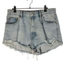 ZARA  Light Blue High Rise Distressed Denim Shorts 10 Photo 1