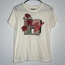 MTV Music Television Retro Cream Floral Graphic Cropped T Photo 3