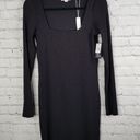 Vince Ribbed Mini Dress NEW Square Neck  Medium Black Photo 2