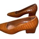 PARKE Marion  Brown Snake Embossed Leather Square Toe Block Heels Size 37/6.5-7 Photo 6