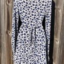 Free People  Small Wrap V Neck Mini Floral Long Sleeve Dress White Blue Pradera Photo 9