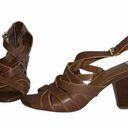 Loft Ann Taylor  Sandals Leather Size 9 Brown 3" Heel Woman’s Open Toe Buckle Photo 0