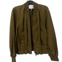 Frame Cinched Zip Up Linen/Cotton Blend Jacket - Deep Army Green (Size L) Photo 0