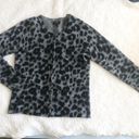 Apt. 9  Cashmere Grey & Black Leopard Animal Print Button Up Sweater Photo 1