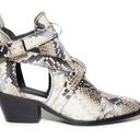 ALLSAINTS  Darcy Pointed Toe Ivory Python Snake-Print Leather Cutout Ankle Boots Photo 1